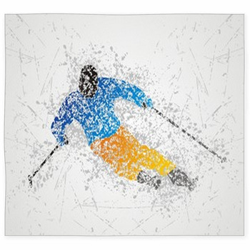 Skiing Mosaic Sports Design Custom Size Floor Mat