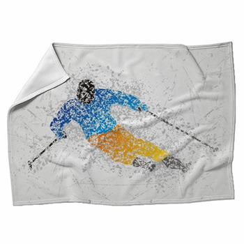 Skiing Mosaic Sports Design Fleece Blanket