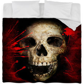 Skull And Blood On The Vintage Fleece Bed Blanket