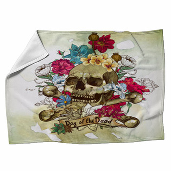Skull And Flowers Vector Illustration Fleece Blanket