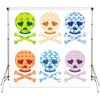 Skull Fashion Icon Set Custom Size Backdrop