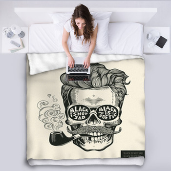 Skull Hipster Skull Silhouette With Fleece Blanket