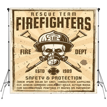 Skull In Gas Mask And Firefighter Fleece Backdrop