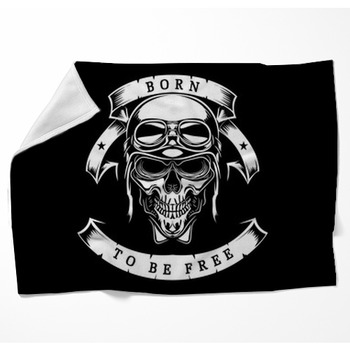 Skull In Helmet And Goggles Biker Woven Throw Blanket