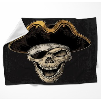 Skull In Pirate Clothes Eye Patch Woven Throw Blanket