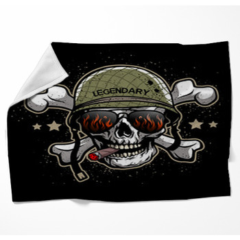 Skull In Sunglasses And A Military Woven Throw Blanket