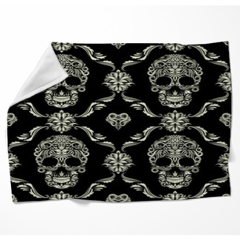Skull Ornamental Pattern Woven Throw Blanket