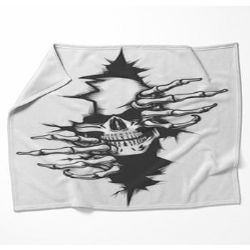 Skull Peeping Through Hole Woven Throw Blanket