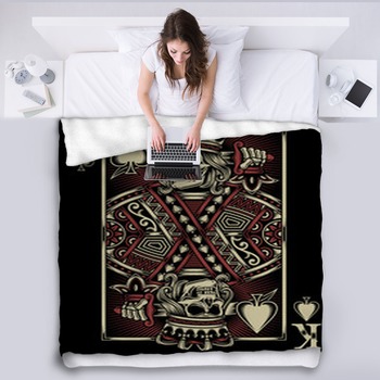 Skull Playing Card Fleece Blanket