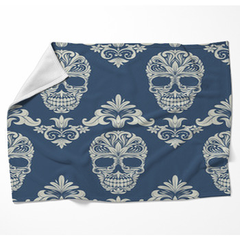 Skull Swirl Decorative Pattern Woven Throw Blanket
