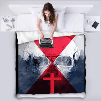 Skull T Shirt Graphic Design Fleece Blanket