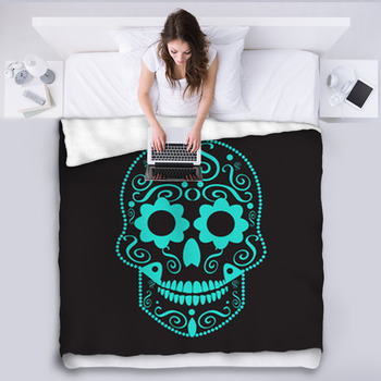 Skull Vector Background For Fashion Fleece Blanket