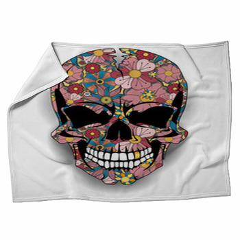 Skull With Floral Ornaments Fleece Blanket