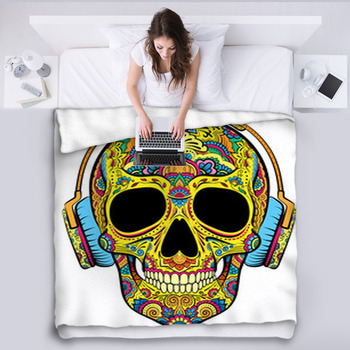 Skull With Ornaments Fleece Blanket