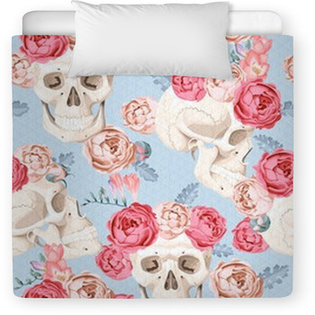 Skulls And Roses Seamless Toddler Comforter