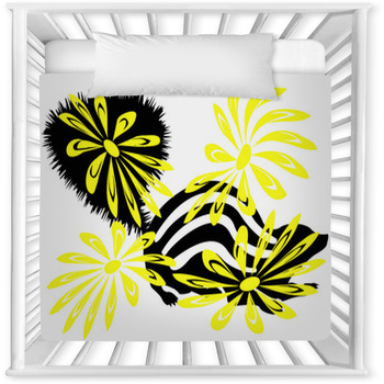 Skunk And Yellow Flowers Baby Crib Comforter