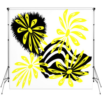 Skunk And Yellow Flowers Custom Size Backdrop
