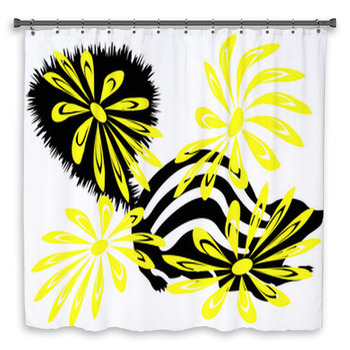 Skunk And Yellow Flowers Custom Size Shower Curtain