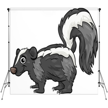 Skunk Animal Cartoon Illustration Fleece Backdrop