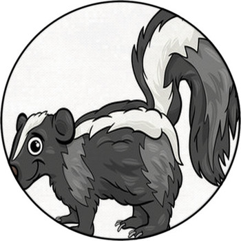 Skunk Animal Cartoon Illustration Round Rug