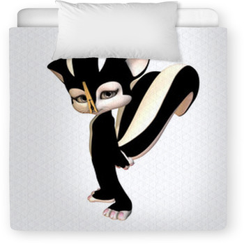Sky Skunk With A Clothespin On Her Toddler Comforter