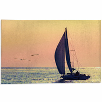 Skyline Sailboat And Two Seagull Area Rug