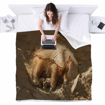 Sleeping Armadillo (Chaetophractus Fleece Bed Blanket