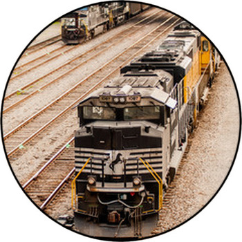 Slow Moving Coal Wagons On Railway Tracks Round Rug