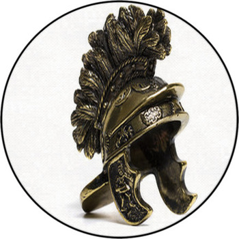 Small Miniature Roman Helmet Round Rug