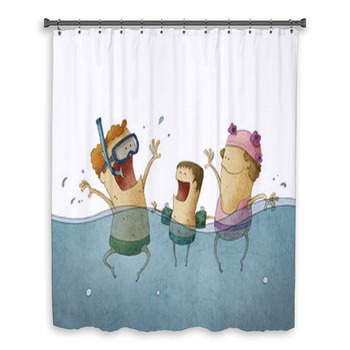 Smiling Family Enjoying In Custom Size Shower Curtain