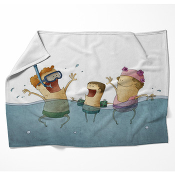 Smiling Family Enjoying In The Pool Woven Throw Blanket