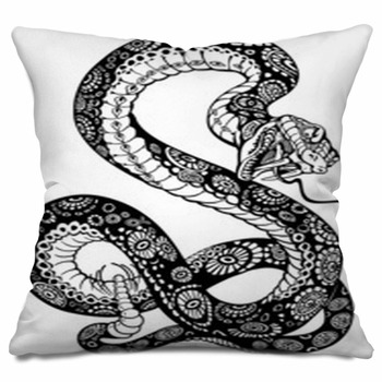 Snake Black White Tufted Floor Pillow