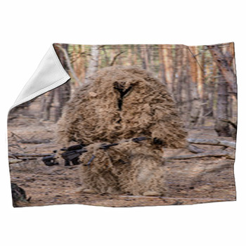 Sniper With Large-caliber Rifle In Fleece Blanket
