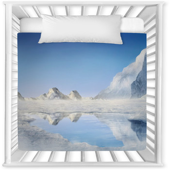 Snow Covered Mountains Reflected In  Baby Crib Comforter