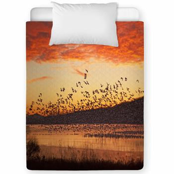 Snow Geese Flying At Sunrise Toddler Comforter