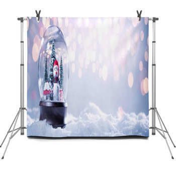 Snow Globe On Festive Background Fleece Backdrop