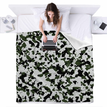 Snow Seamless Camo Vector Fleece Bed Blanket