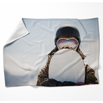 Snowboard And  Snowboarder Woven Throw Blanket