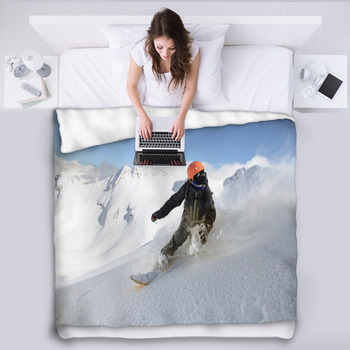 Snowboard Freerider Fleece Blanket