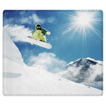 Snowboarder At Jump Inhigh Mountains Area Rug