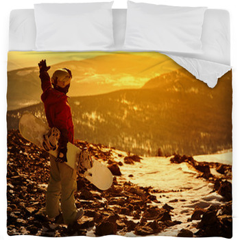 Snowboarder. Fleece Bed Blanket