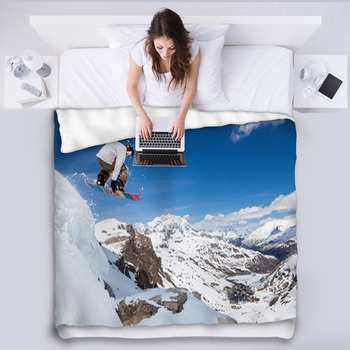 Snowboarder In The Sky Fleece Blanket
