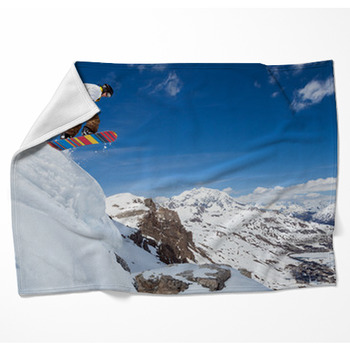 Snowboarder In The Sky Woven Throw Blanket