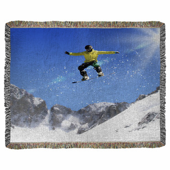 Snowboarding Woven Throw Blanket