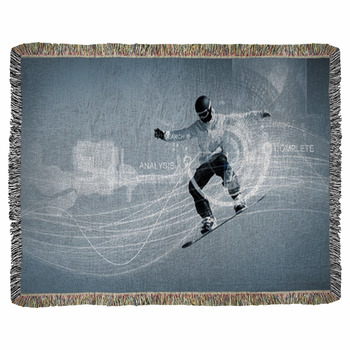 Snowboarding Woven Throw Blanket