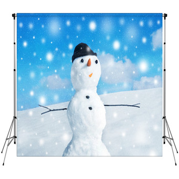 Snowman And Snowstorm Fleece Backdrop