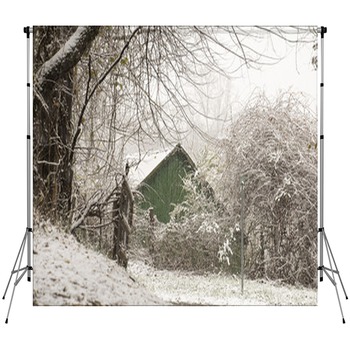 Snowy Barn Custom Size Backdrop