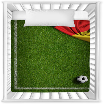 Soccer Field With Ball And Flag Of Baby Crib Comforter