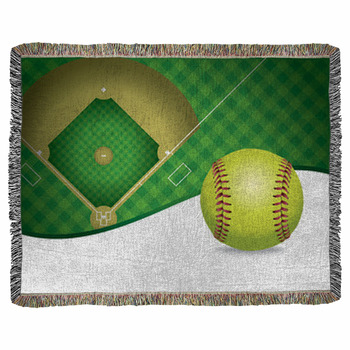 Softball And Field Copyspace Woven Throw Blanket