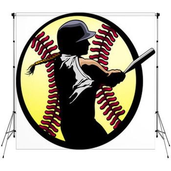Softball Batter Closeup Custom Size Backdrop